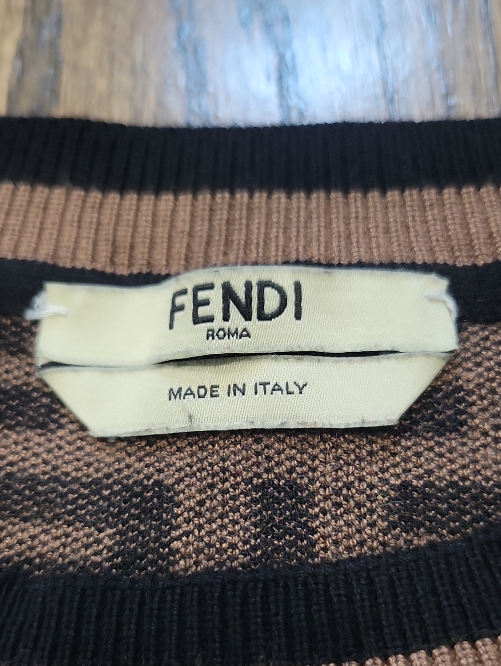 Brown and Black FF Logo Crewneck Top - Picture 3 of 5